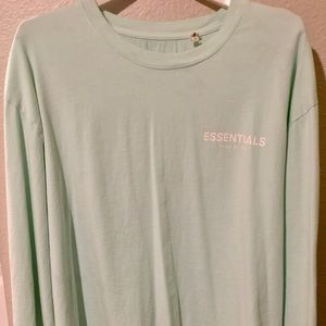 Fear of God Essentials long sleeve boxy Tee, Mint.